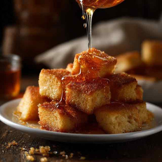 Crispy Honey-Drizzled Toasted Bread Squares