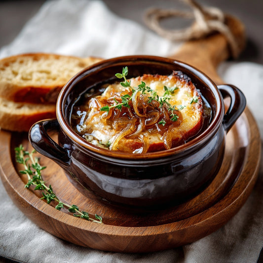 Classic French Onion Soup with Melted Cheese